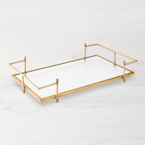 Williams Sonoma Antique Brass and Glass Tray